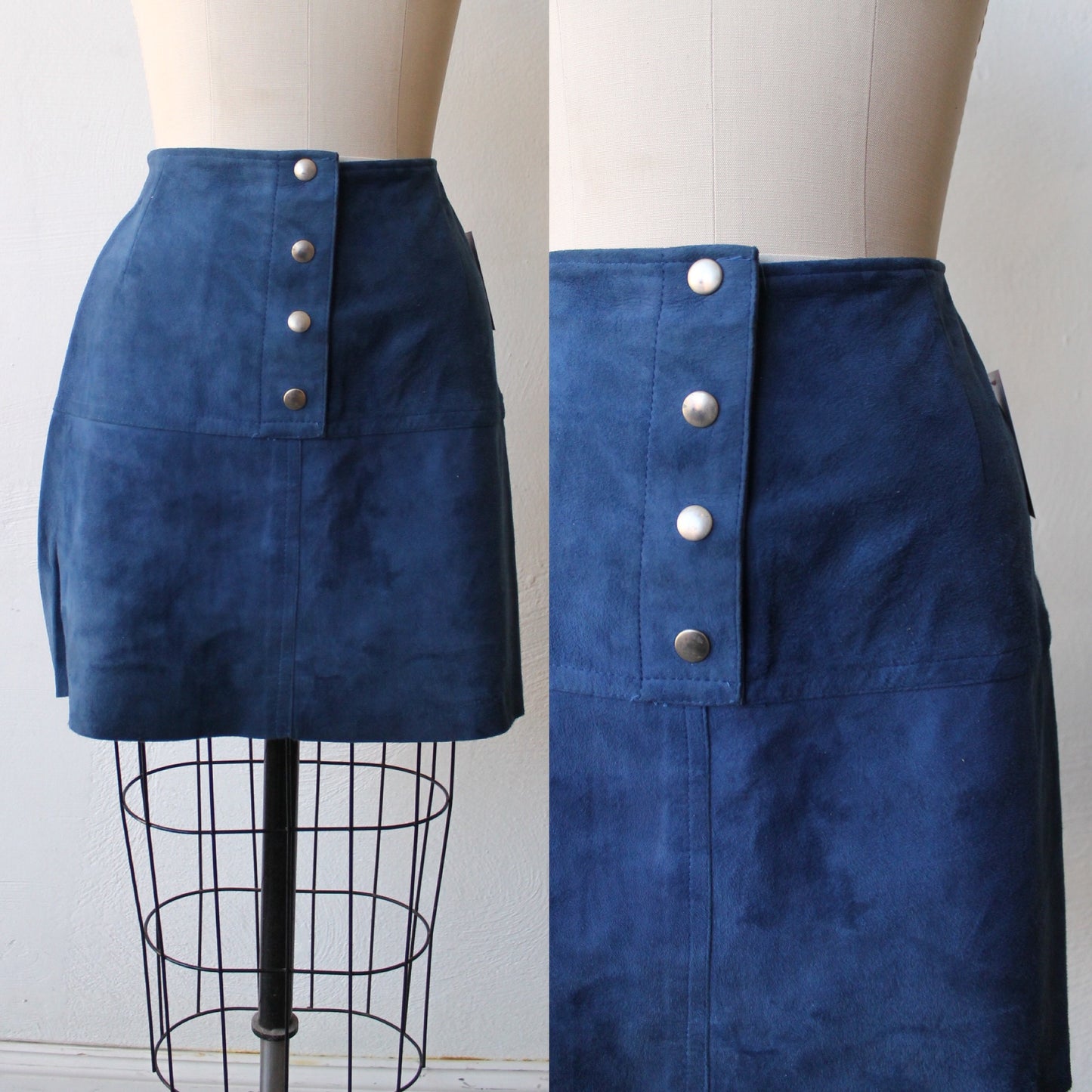 60s Blue Suede Mini Skirt