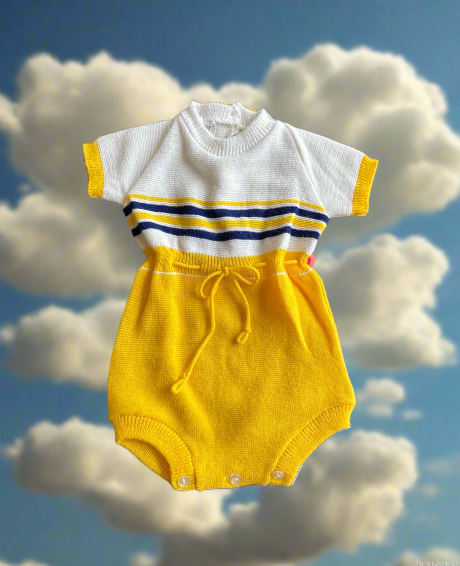 Kids Vintage Blue & Yellow Knit Romper