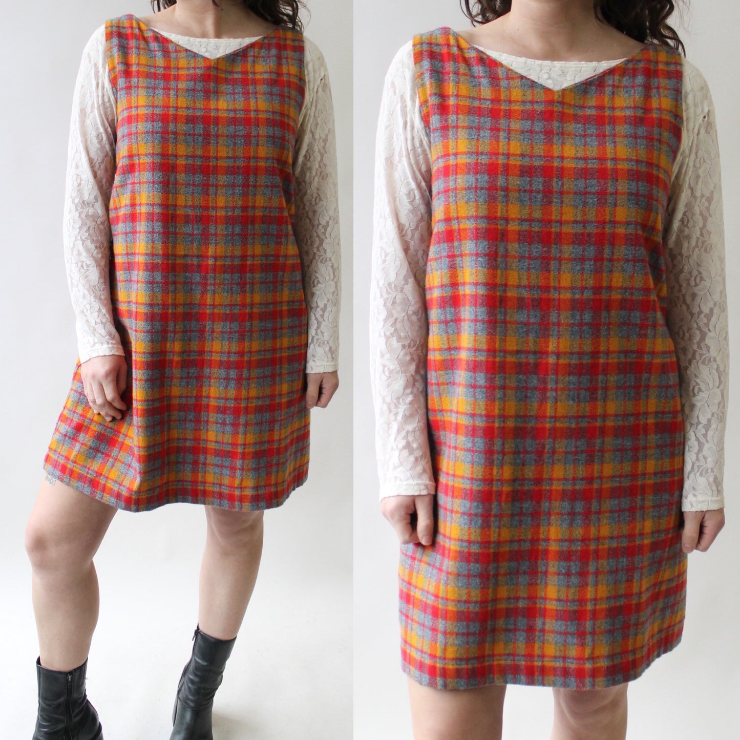 Handmade Plaid Jumper Dress