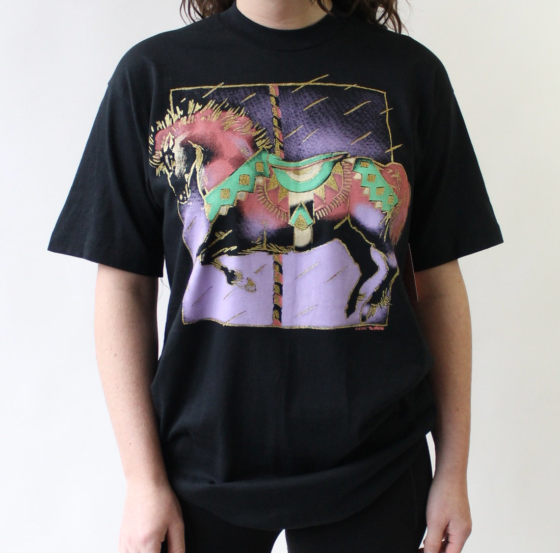 90s Neon Carousel Horse Tee
