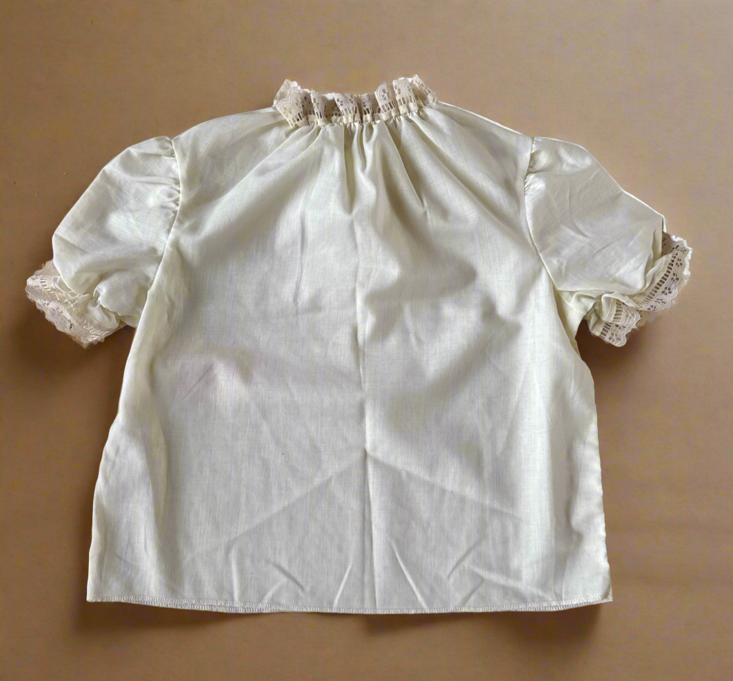 Kids Vintage Simple Boho Top with Lace Trim