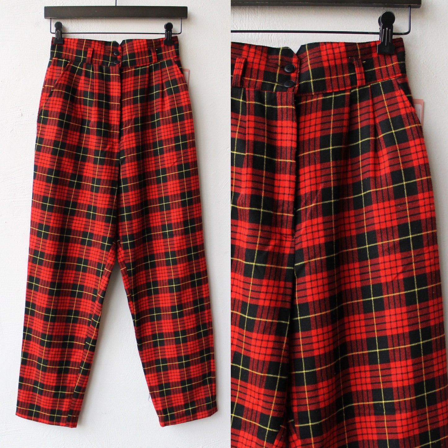 80s Super High Waisted Plaid Pants