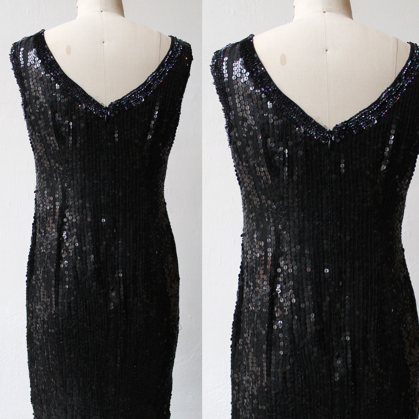 90s Black Sequin Short Party Dress