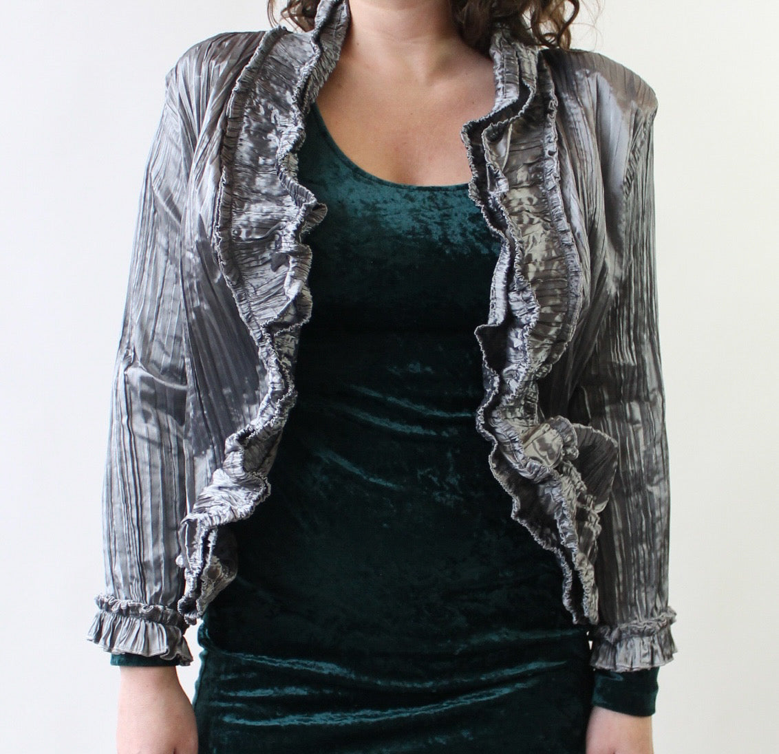 90s SIlver Crinkle Wired Jacket