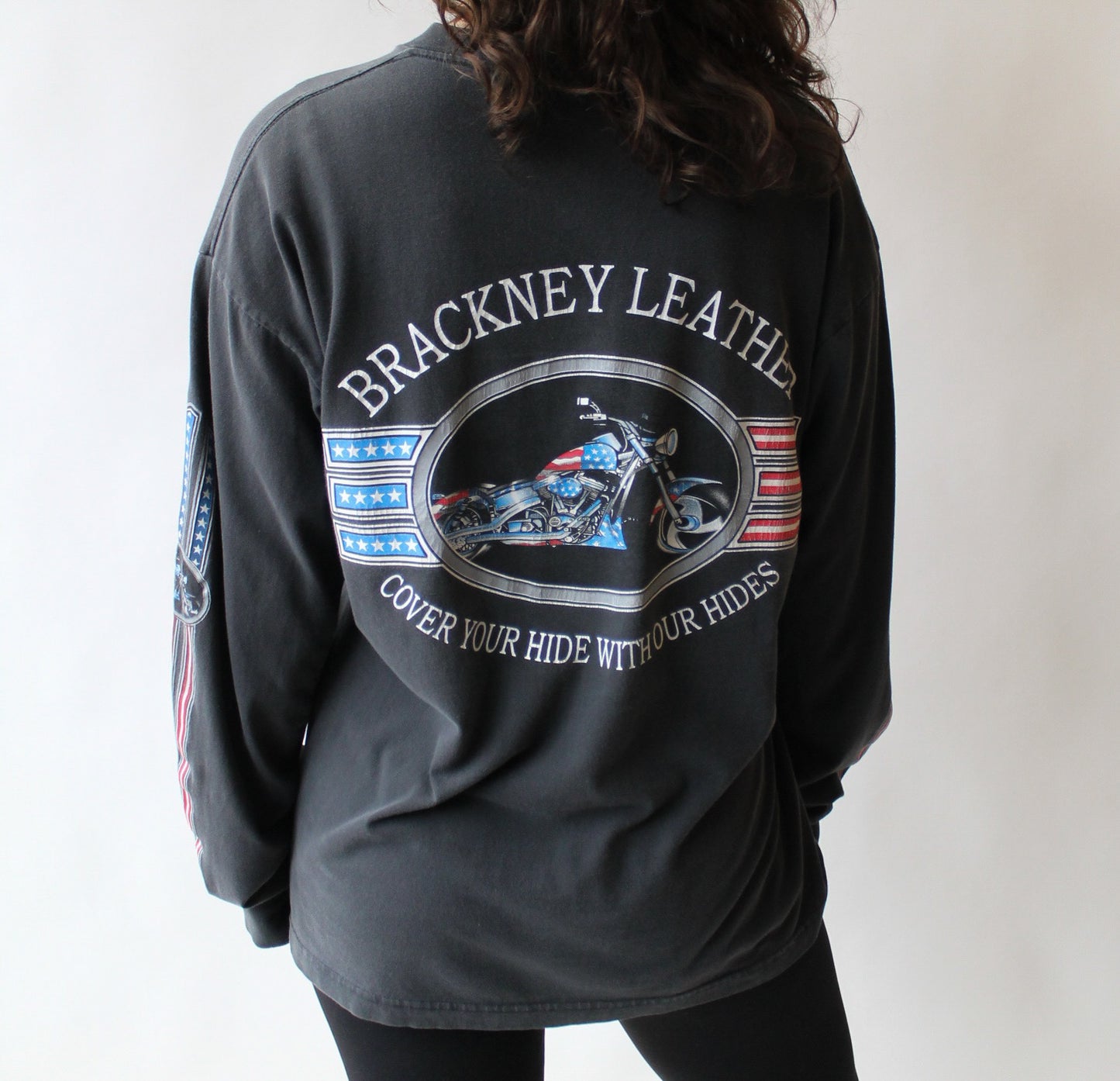 90s Patriotic Motorcycle Long Sleeve Tee