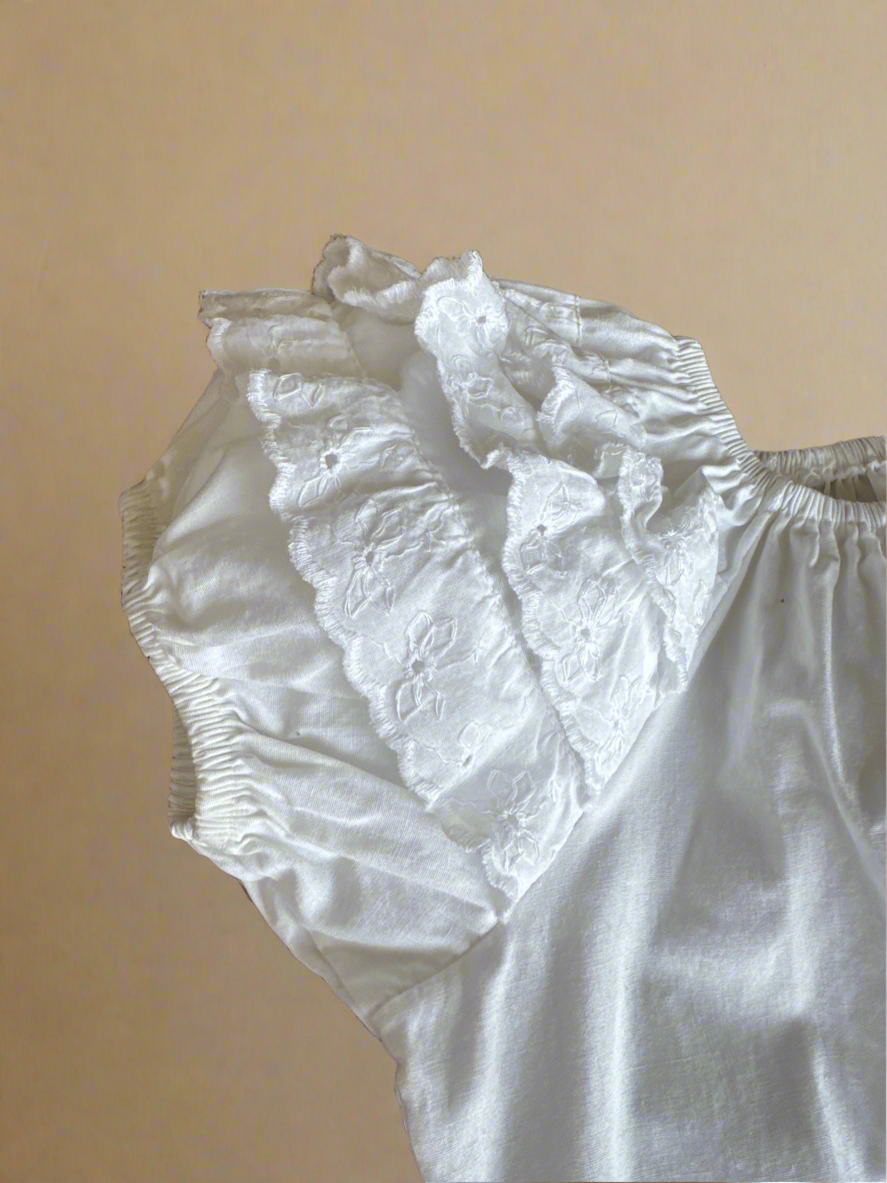 Kids Vintage White Cotton Top with Eyelet