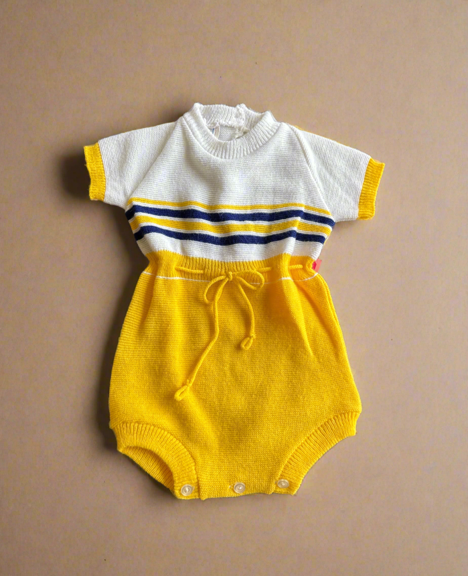 Kids Vintage Blue & Yellow Knit Romper