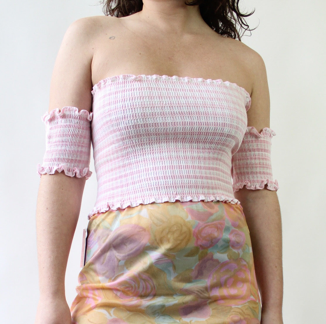 90s Pink Gingham Smocked Cutie Top