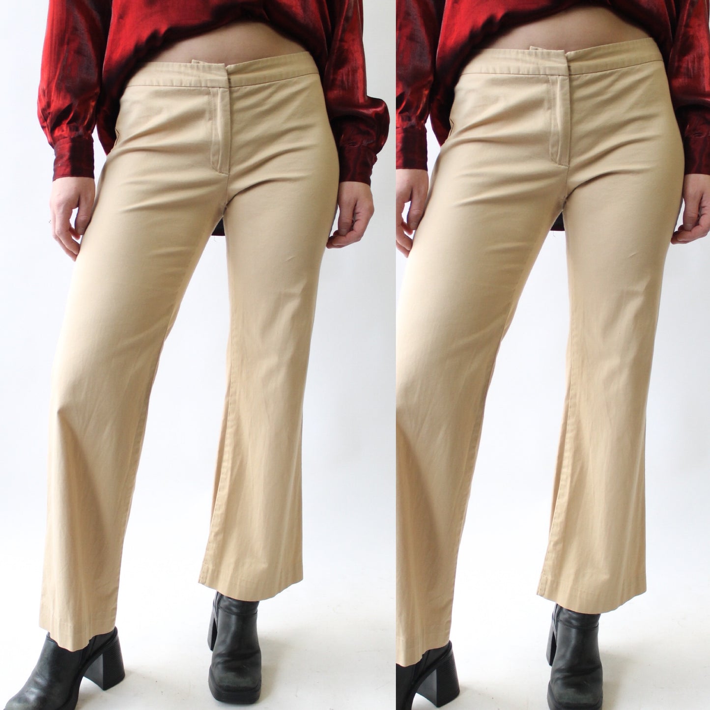 Y2K Sisley Flat Front Khaki Trouser