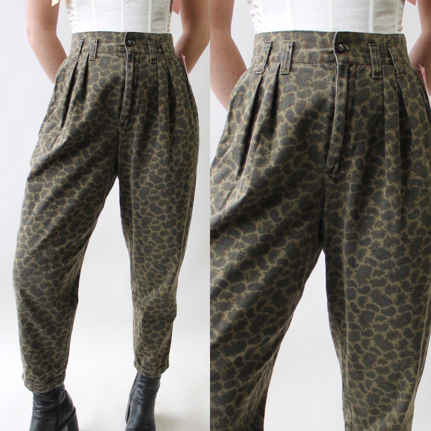 90s Paisley Pleated High Waist Trouser
