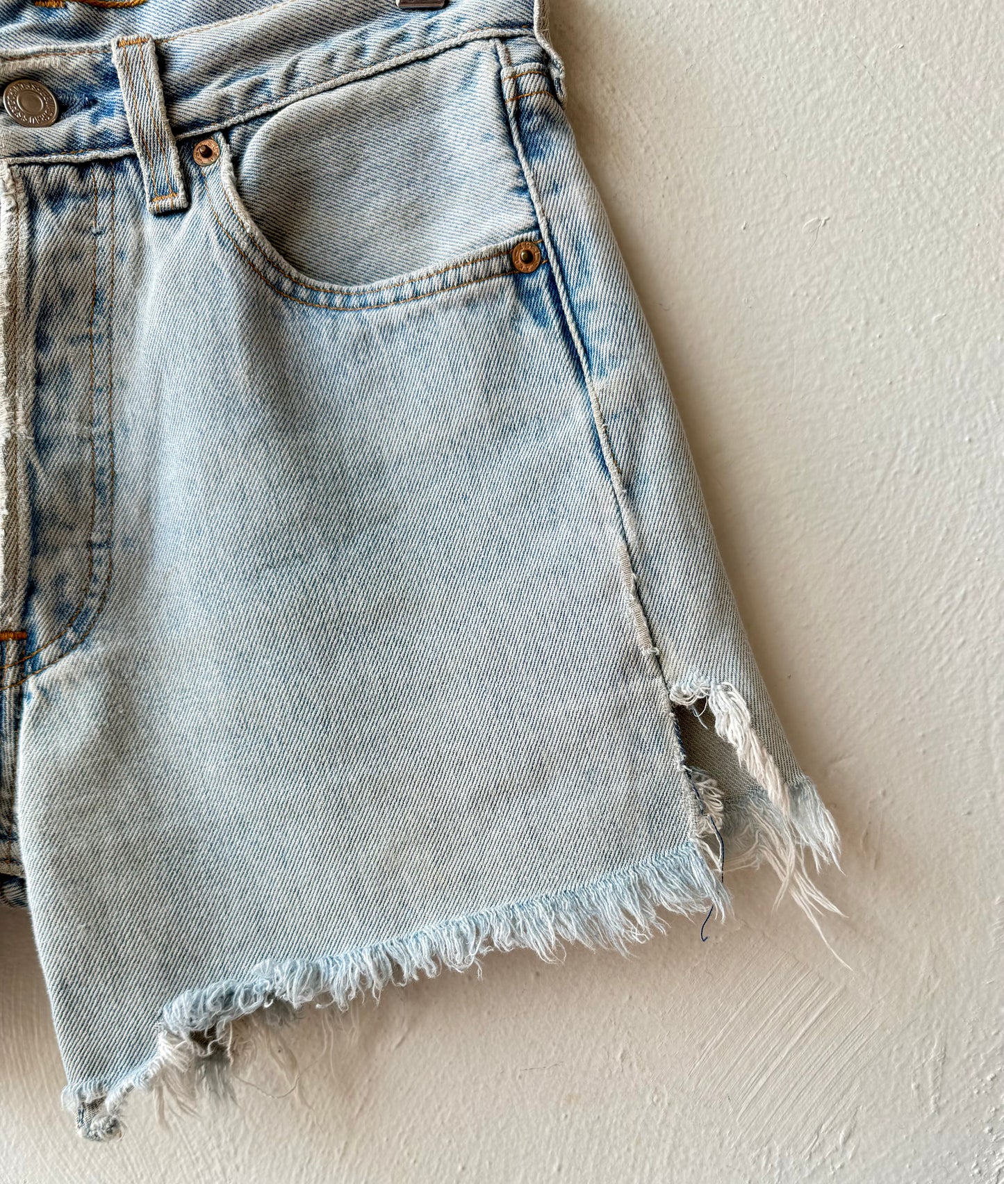 Reworked Cut Off Levis Light Wash Jean Shorts