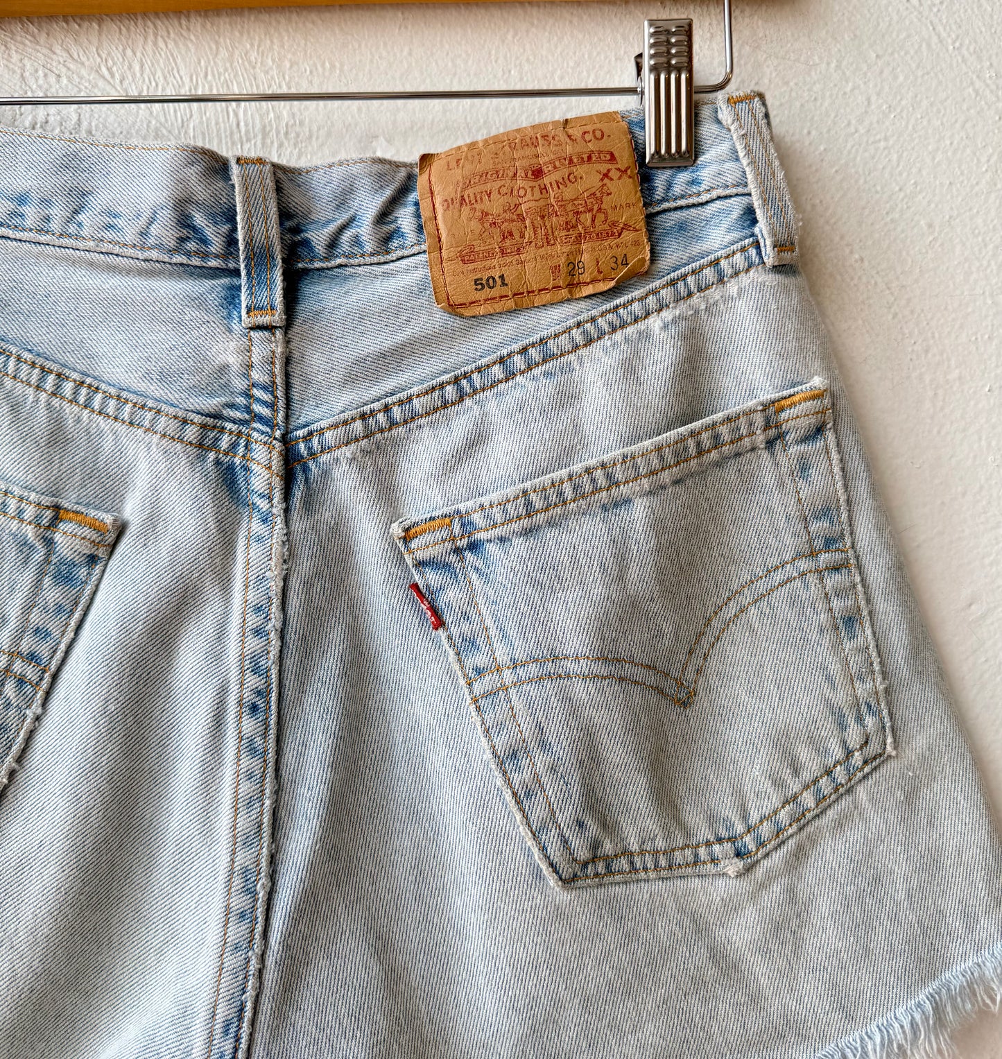 Reworked Cut Off Levis Light Wash Jean Shorts
