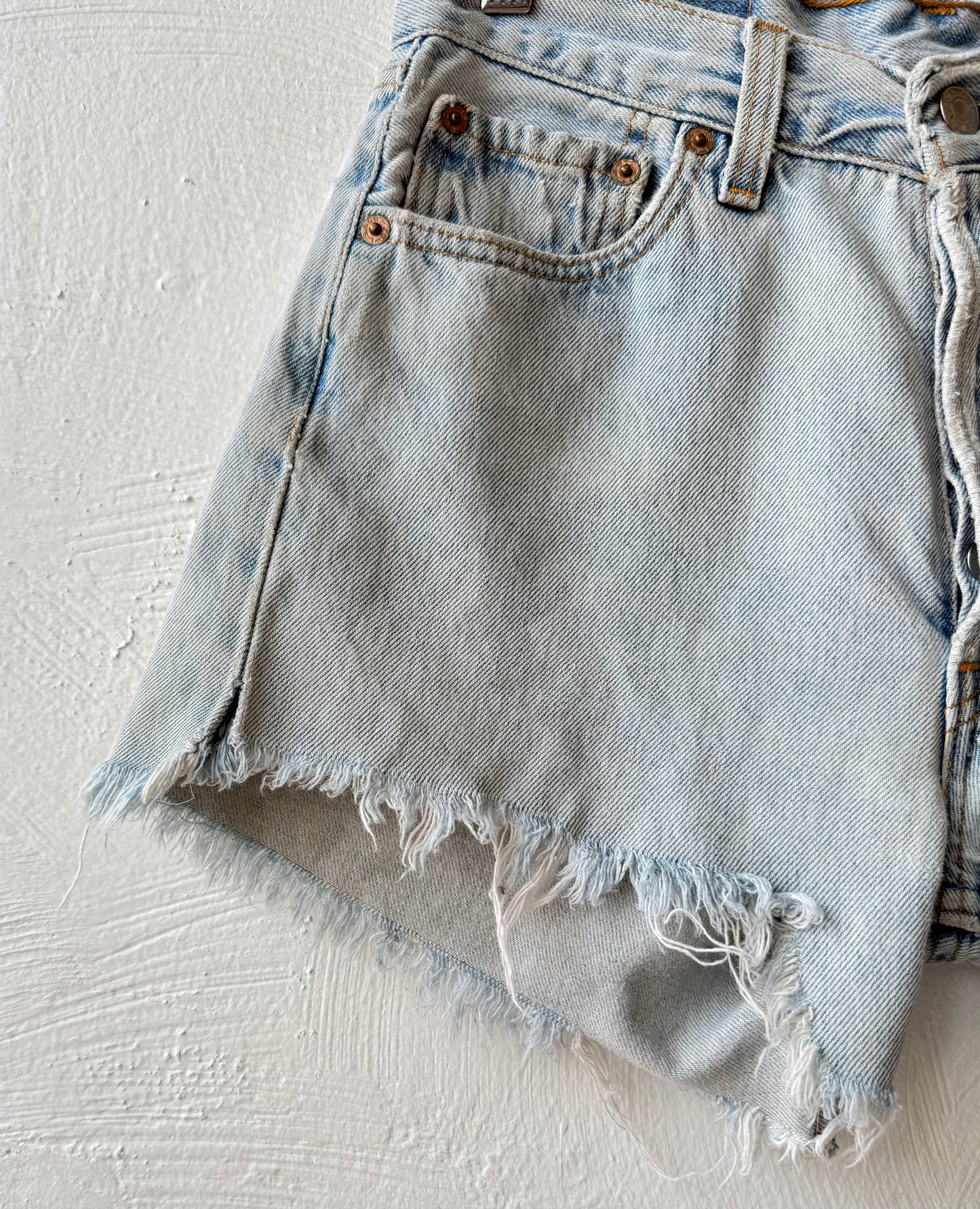 Reworked Cut Off Levis Light Wash Jean Shorts