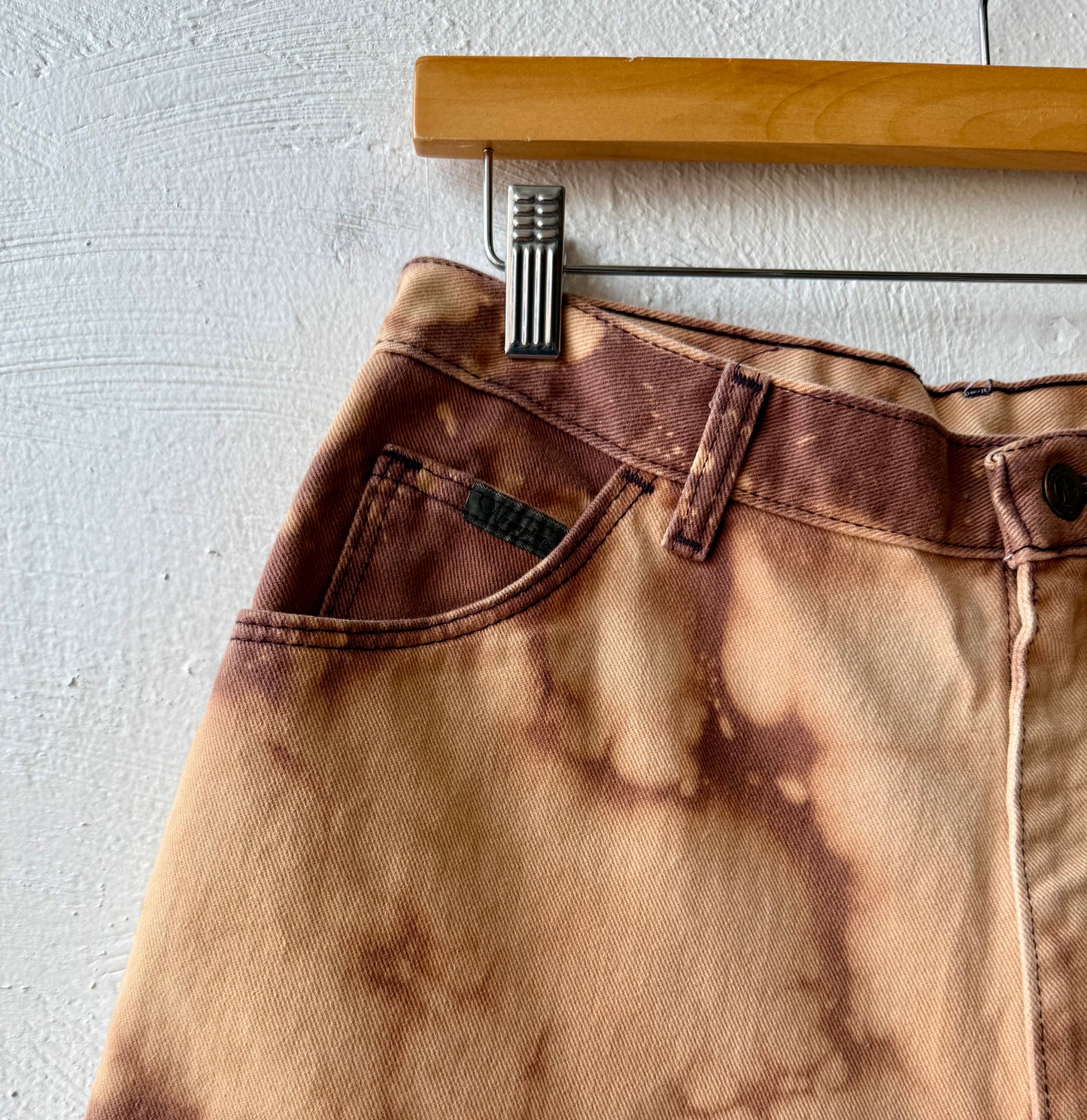 Reworked Cut & Bleach Brown Wrangler Shorts