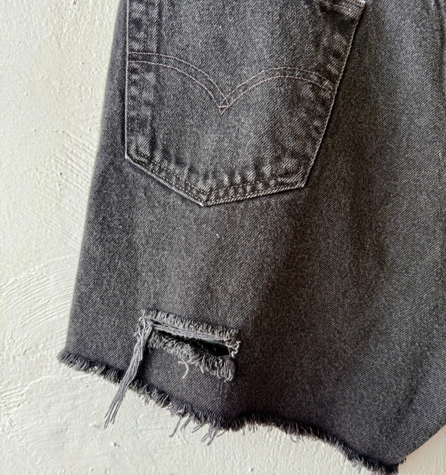 Reworked Cut & Distressed Levis Black 550 Shorts