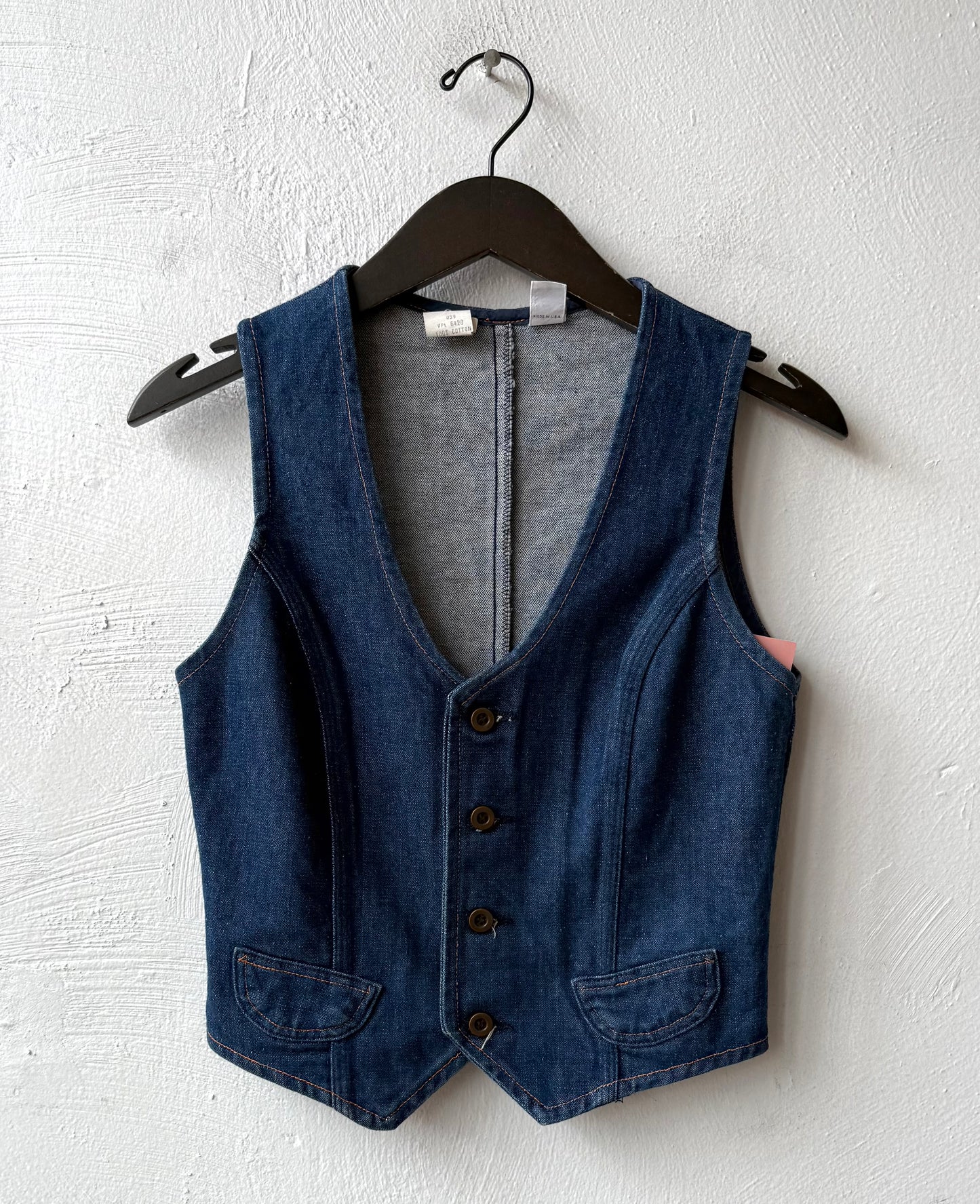 70s Simple Dark Denim Vest