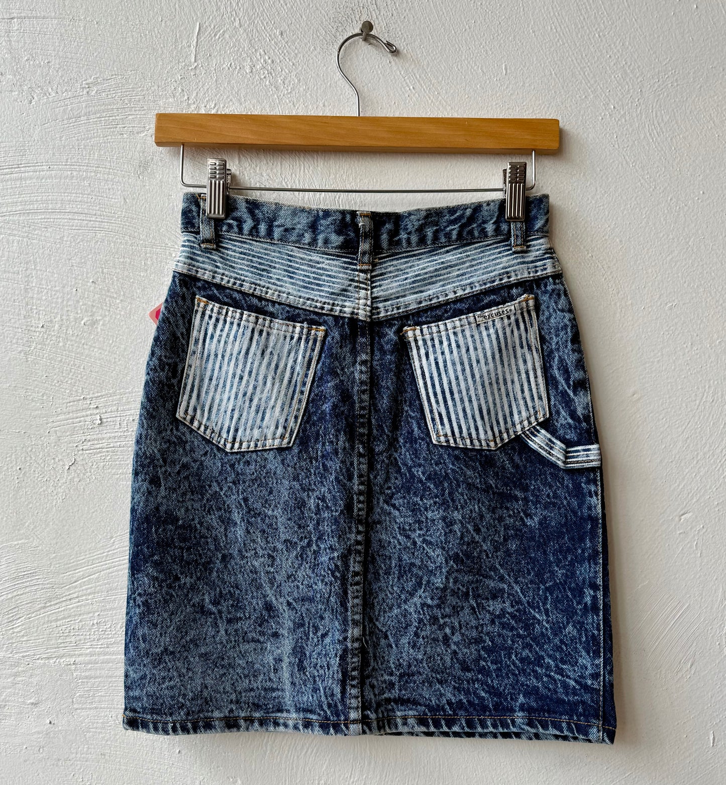 80s Stripes & Acid Wash Denim Skirt