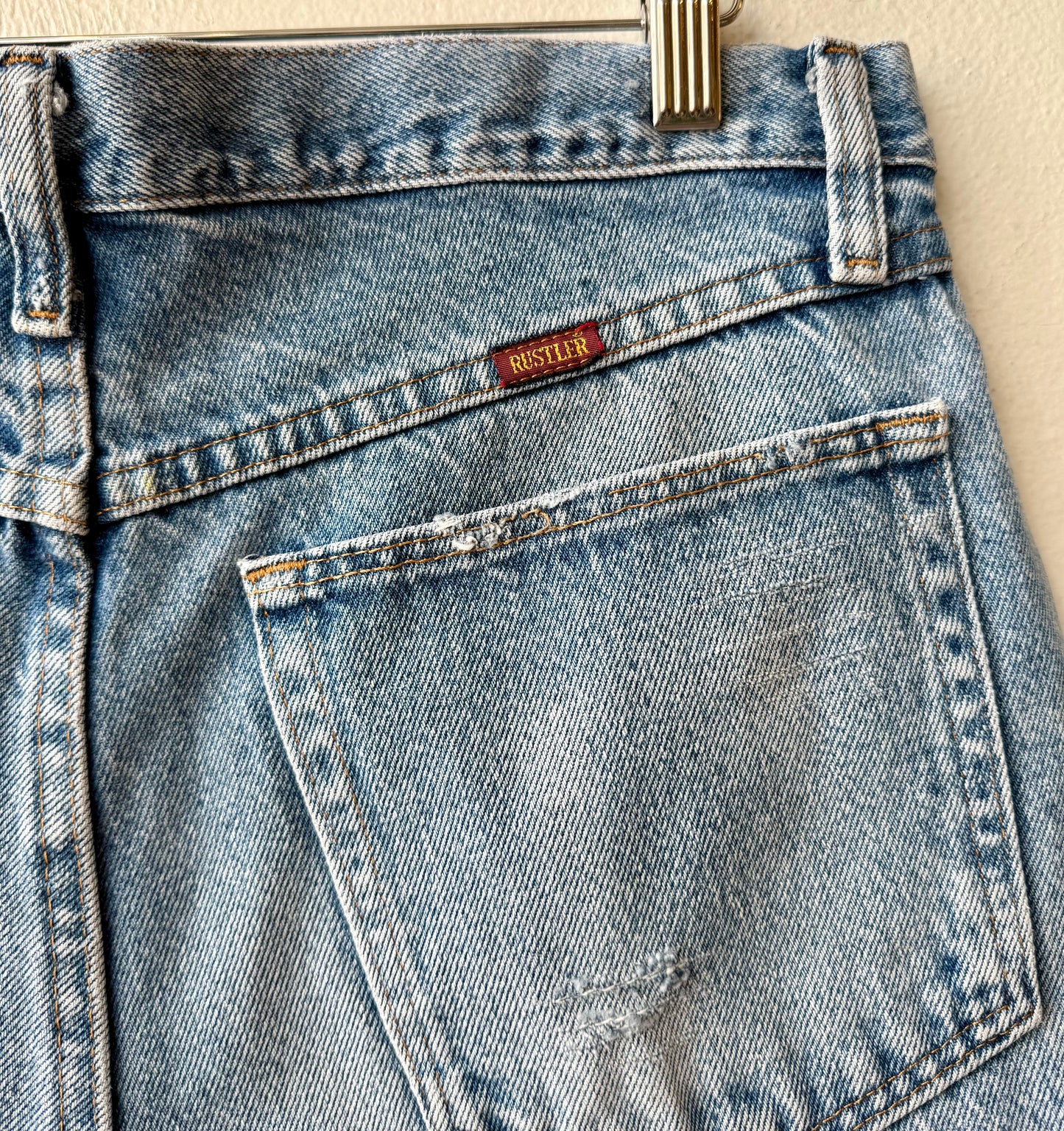 Reworked Cut & Distressed Rustler Jean Shorts