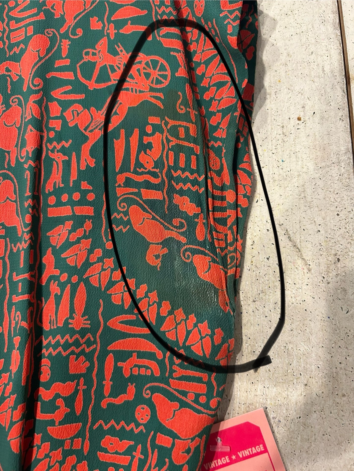 40s Egyptian Revival Print Rayon Dress