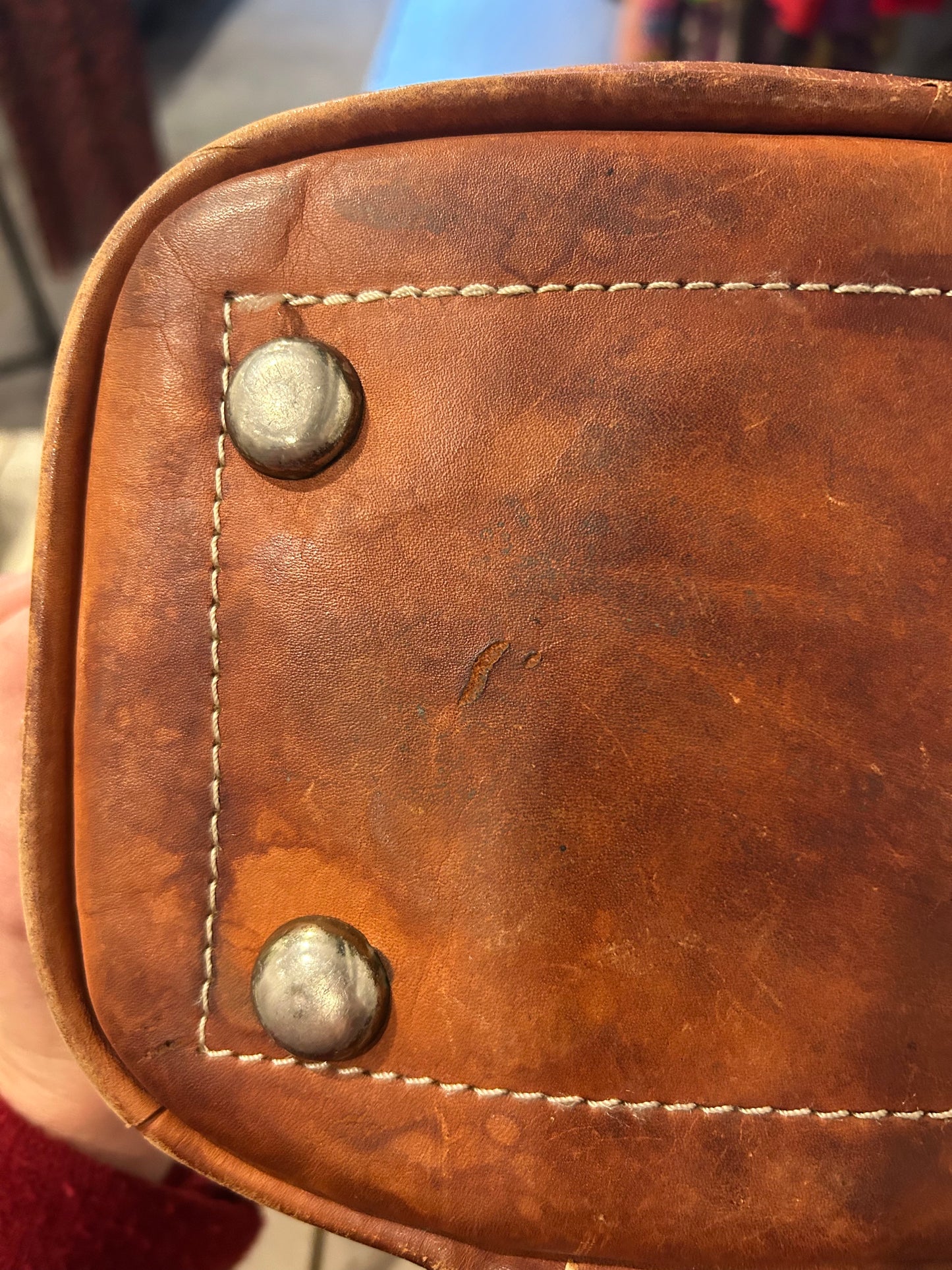 VIntage Distressed Leather Bucket Bag