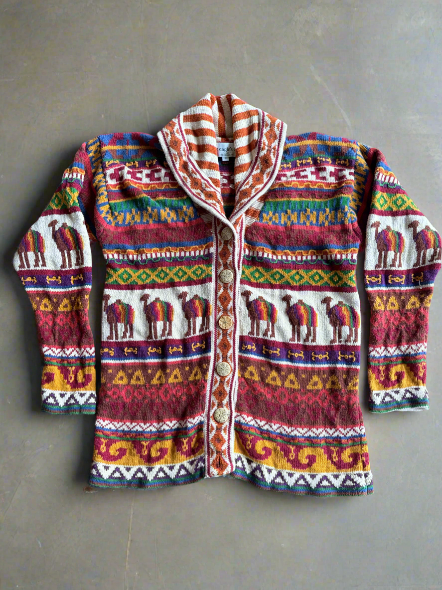 90s Traveling Camels Cotton Blend Cardigan