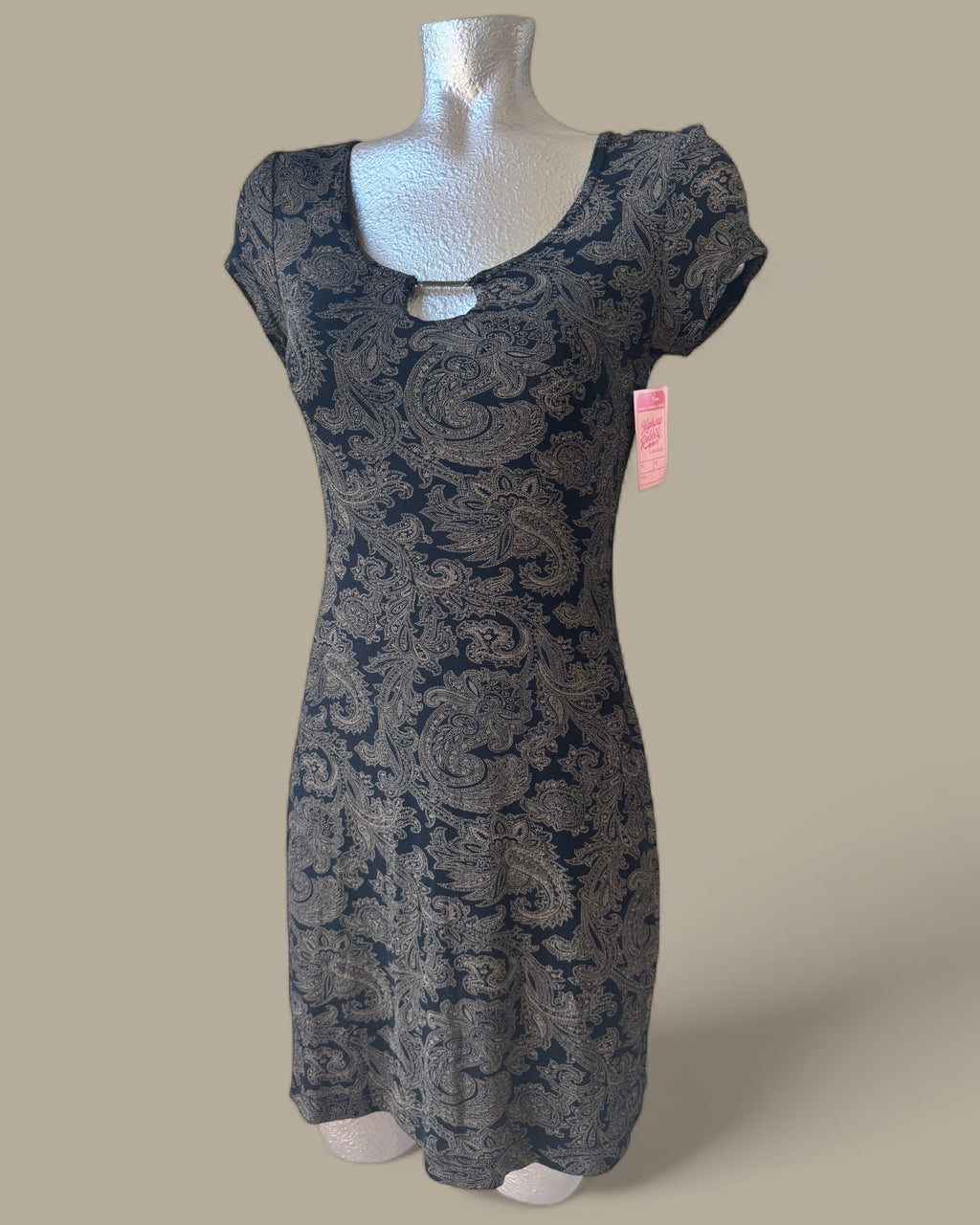 90s Slinky Paisley Mini Dress with Cut Out