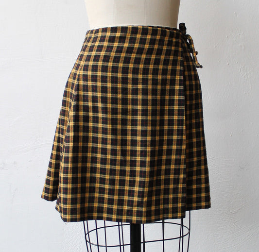 90s Flannel Wrap Mini Skirt
