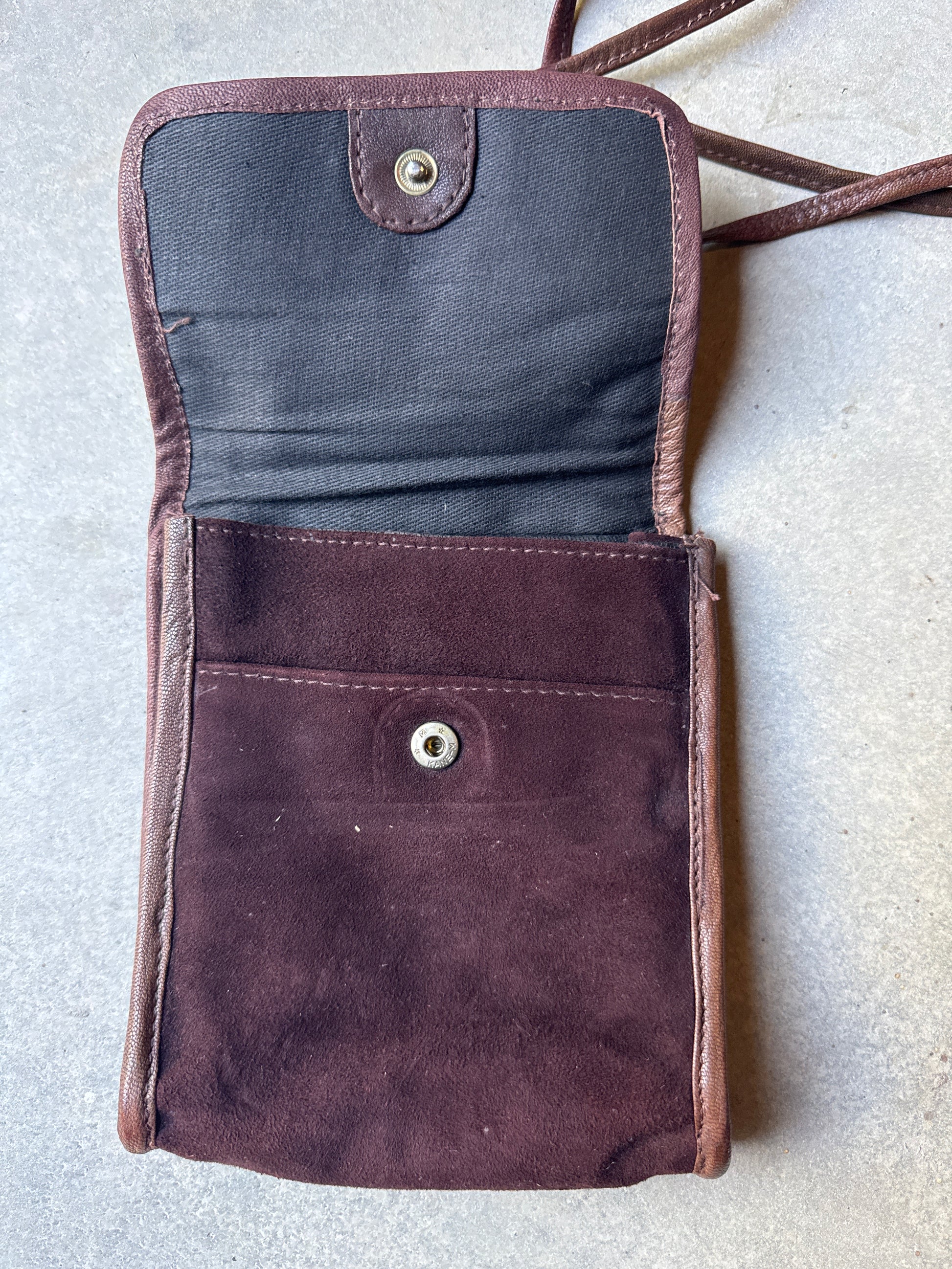 70s Faux Suede Crossbody Flap Bag