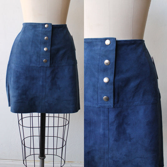 60s Blue Suede Mini Skirt