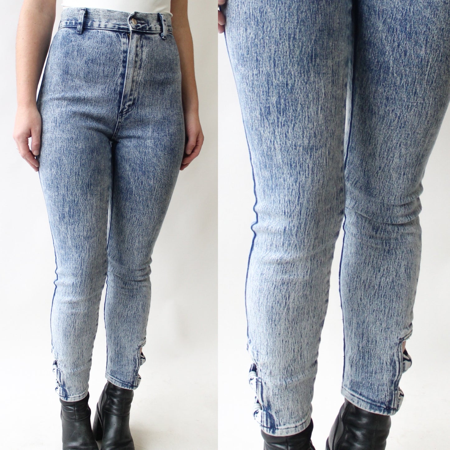 80s Acid Wash Jeans with Bows