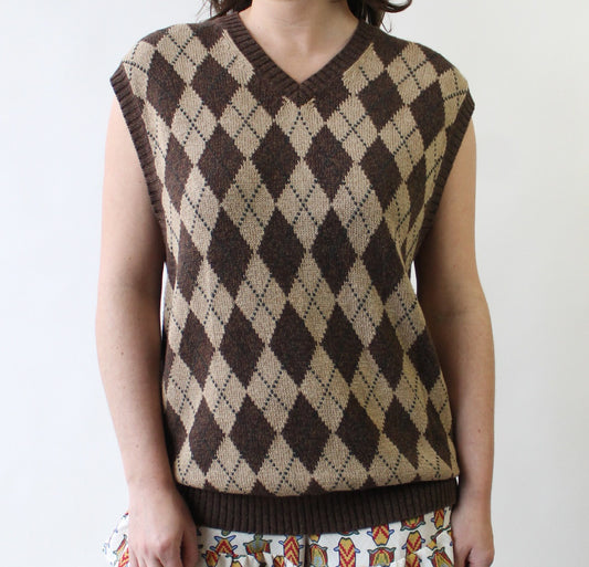 90s St Johns Bay Argyle Sweater Vest