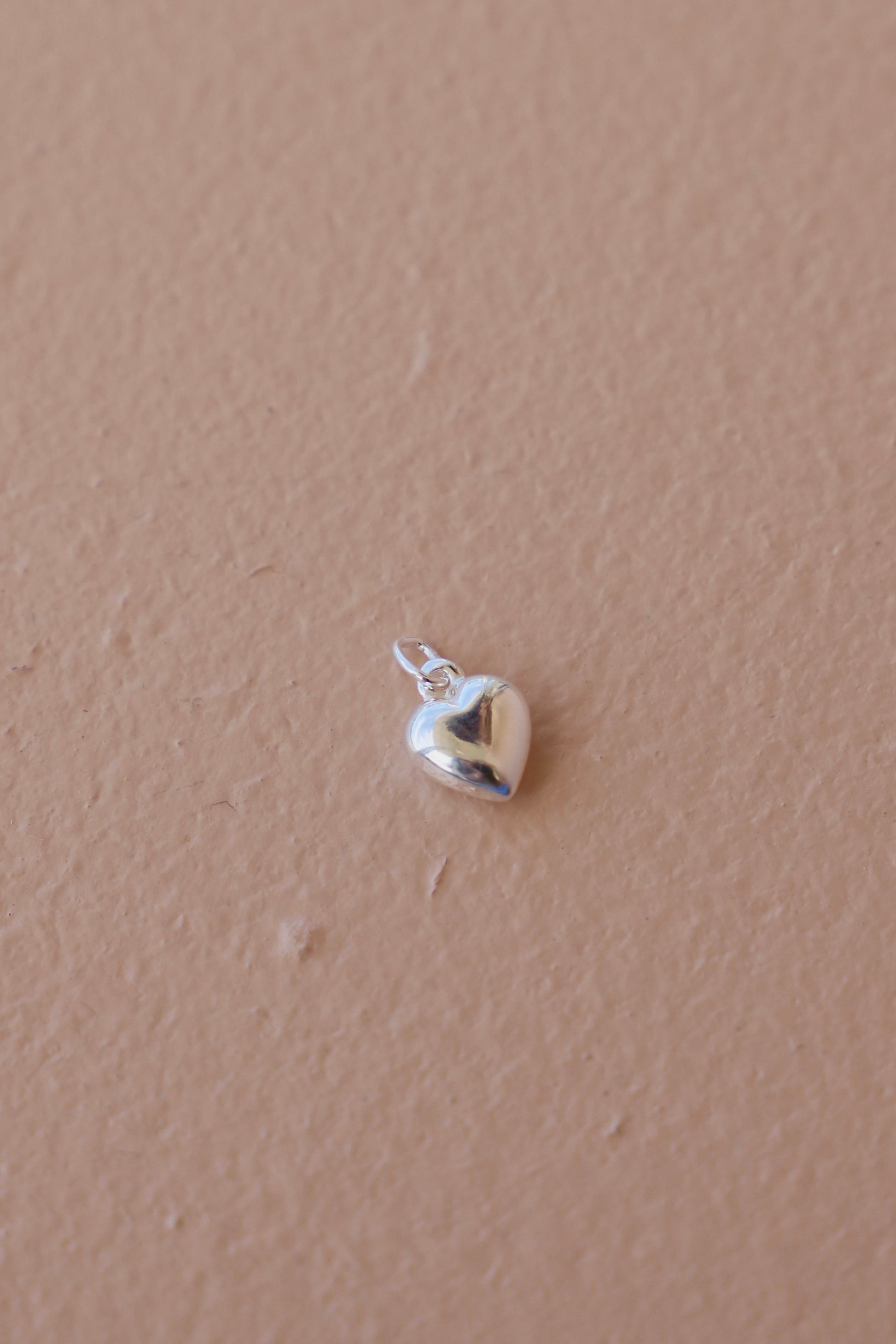 Mini Silver Puff Heart Charm