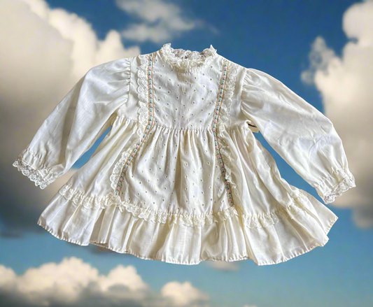70s Kids Boho Babydoll Dress with Ruffles