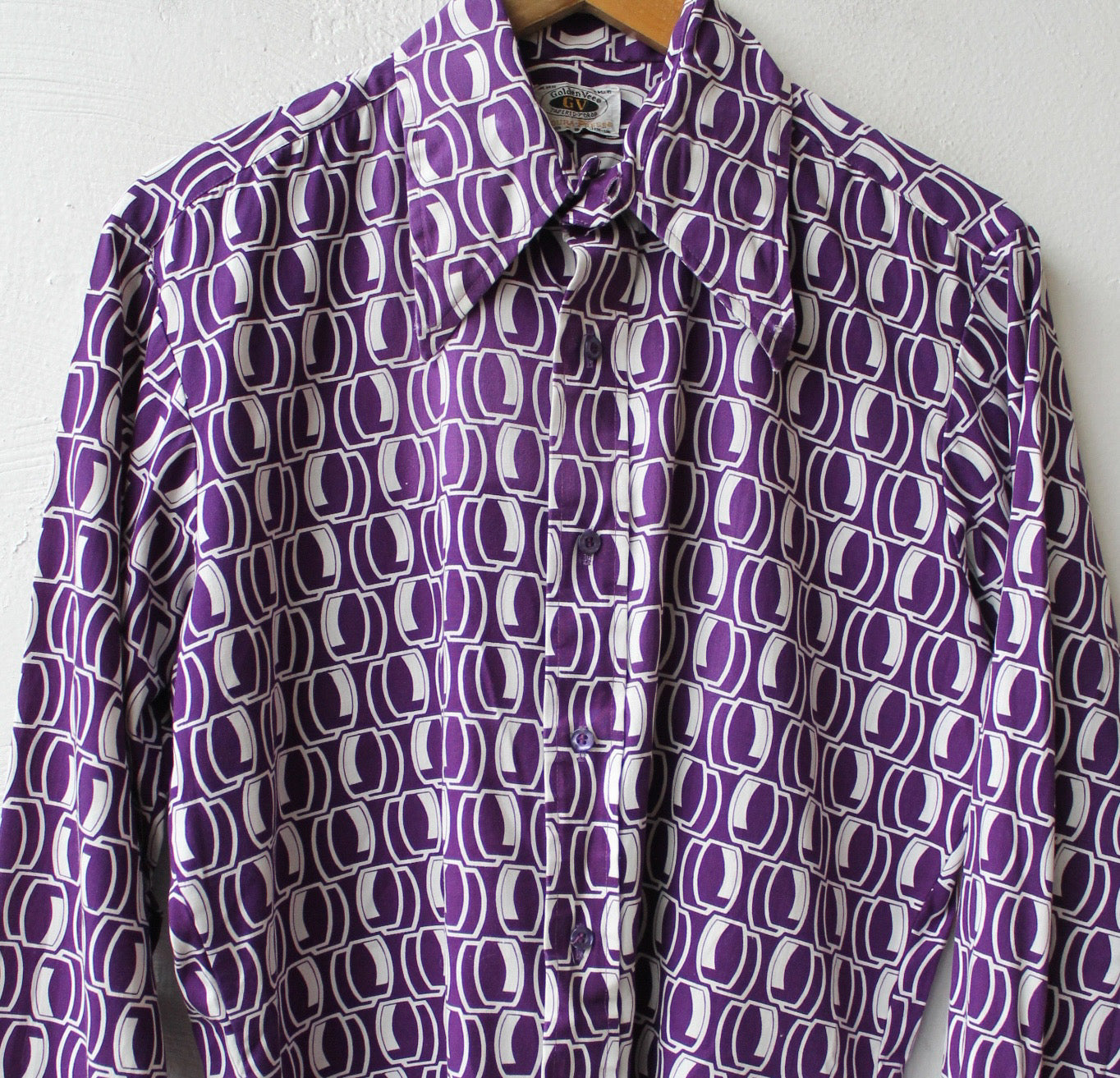 70s Purple Print Button Up