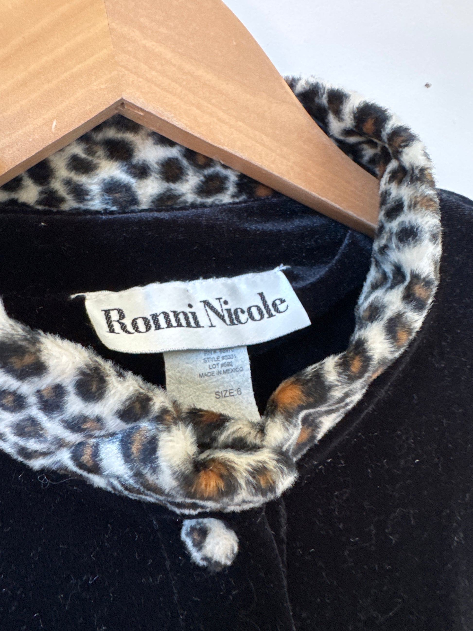 90s Velvet Duster Dress with Cheetah Trim
