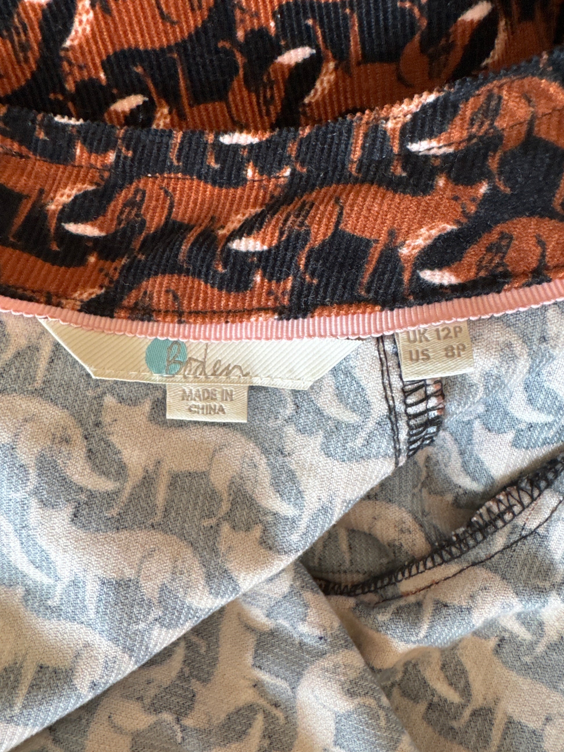 Y2K Boden Corduroy Fox Print Dress