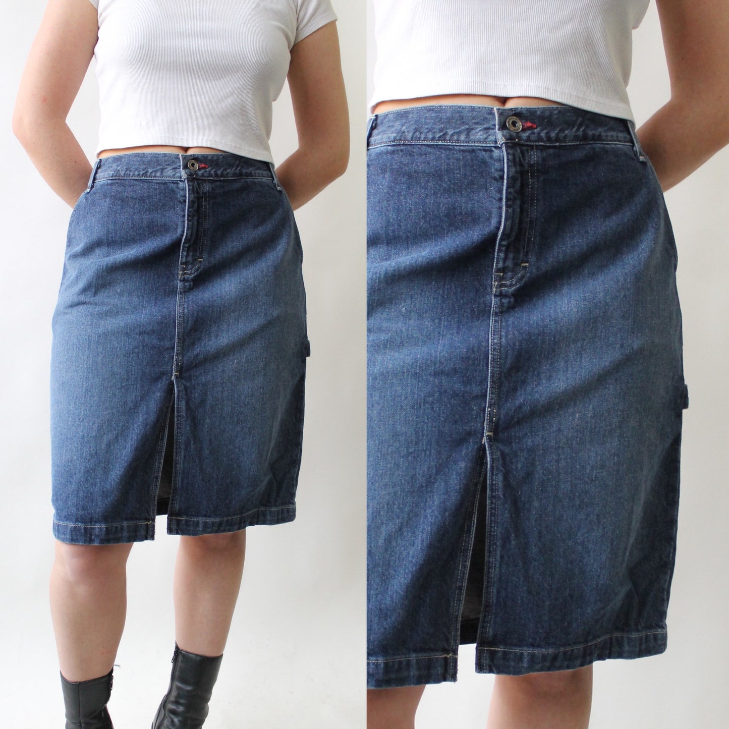 Y2K Tommy Hilfiger Jeans Dark Denim Carpenter Skirt