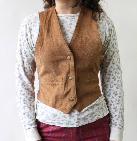 80s Fawn Suede Vest