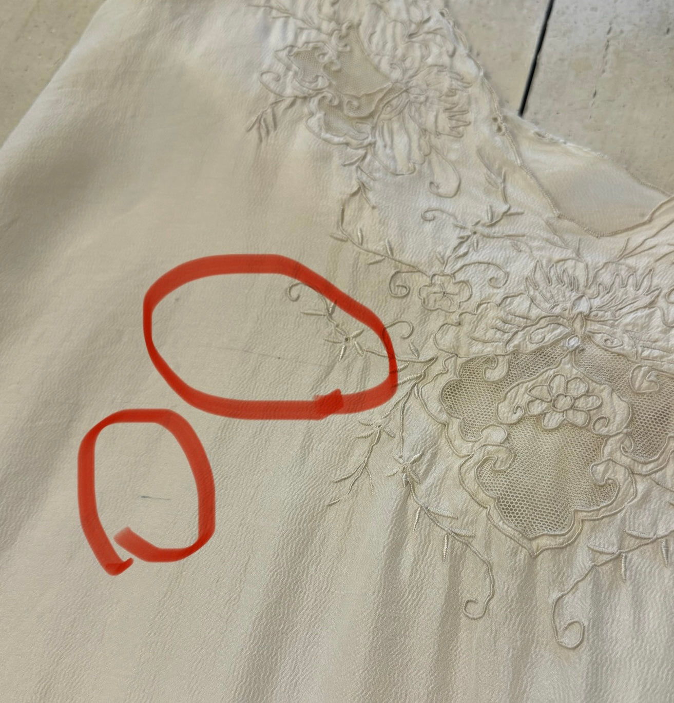 30s Handmade Silk Nightgown with Sweet Pocket