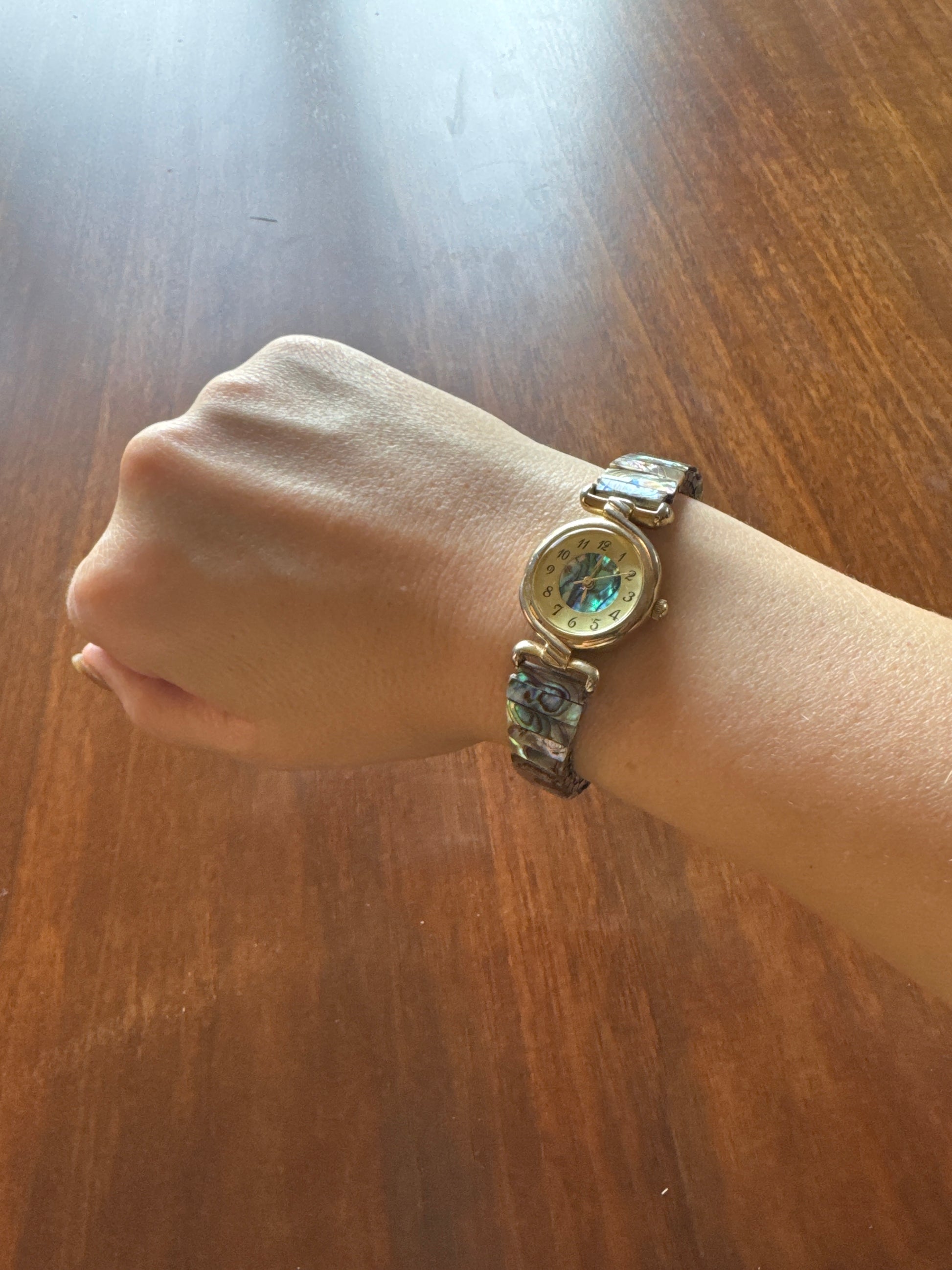 90s Abalone Expansion Band Wristwatch
