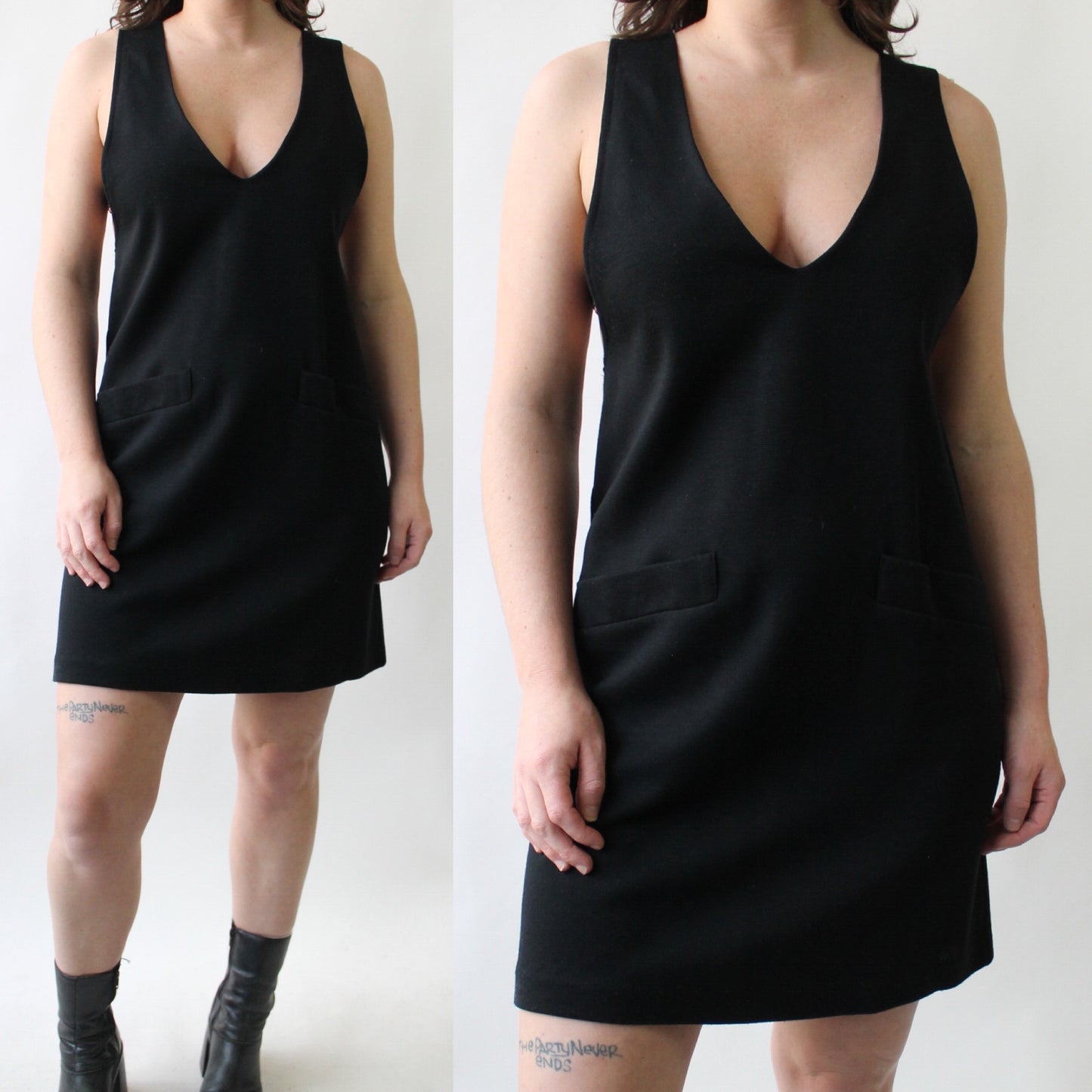 90s Black Jumper Dress with Pockets