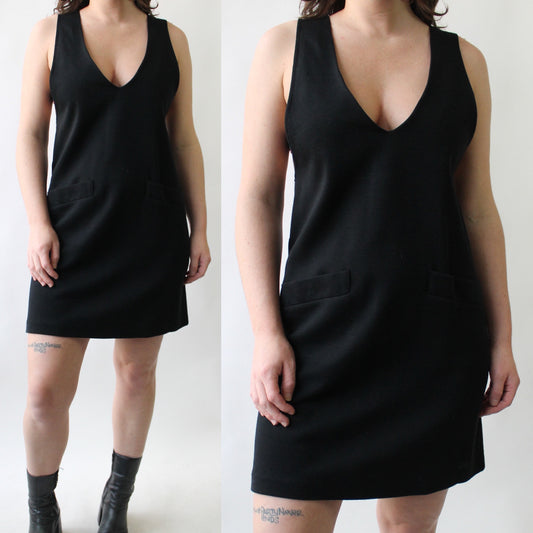 90s Black Jumper Dress with Pockets