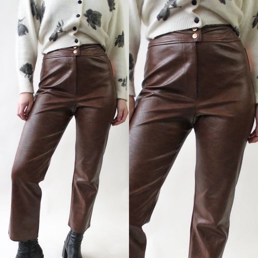 70s Chestnut Pleather Pants