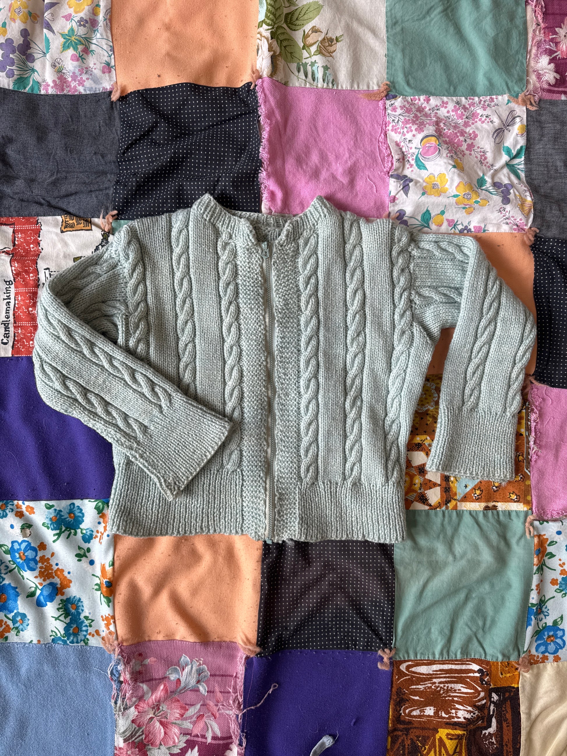 Kids 50s Handmade Cable Knit Cardigan