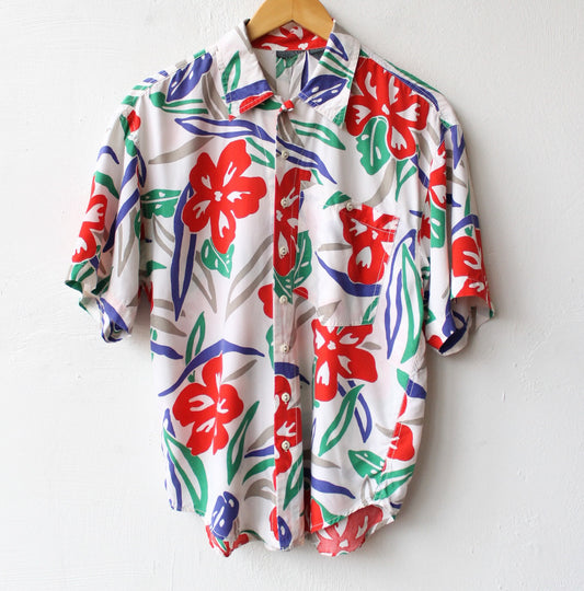 90s Primary Colors Rayon Tropical Shirt