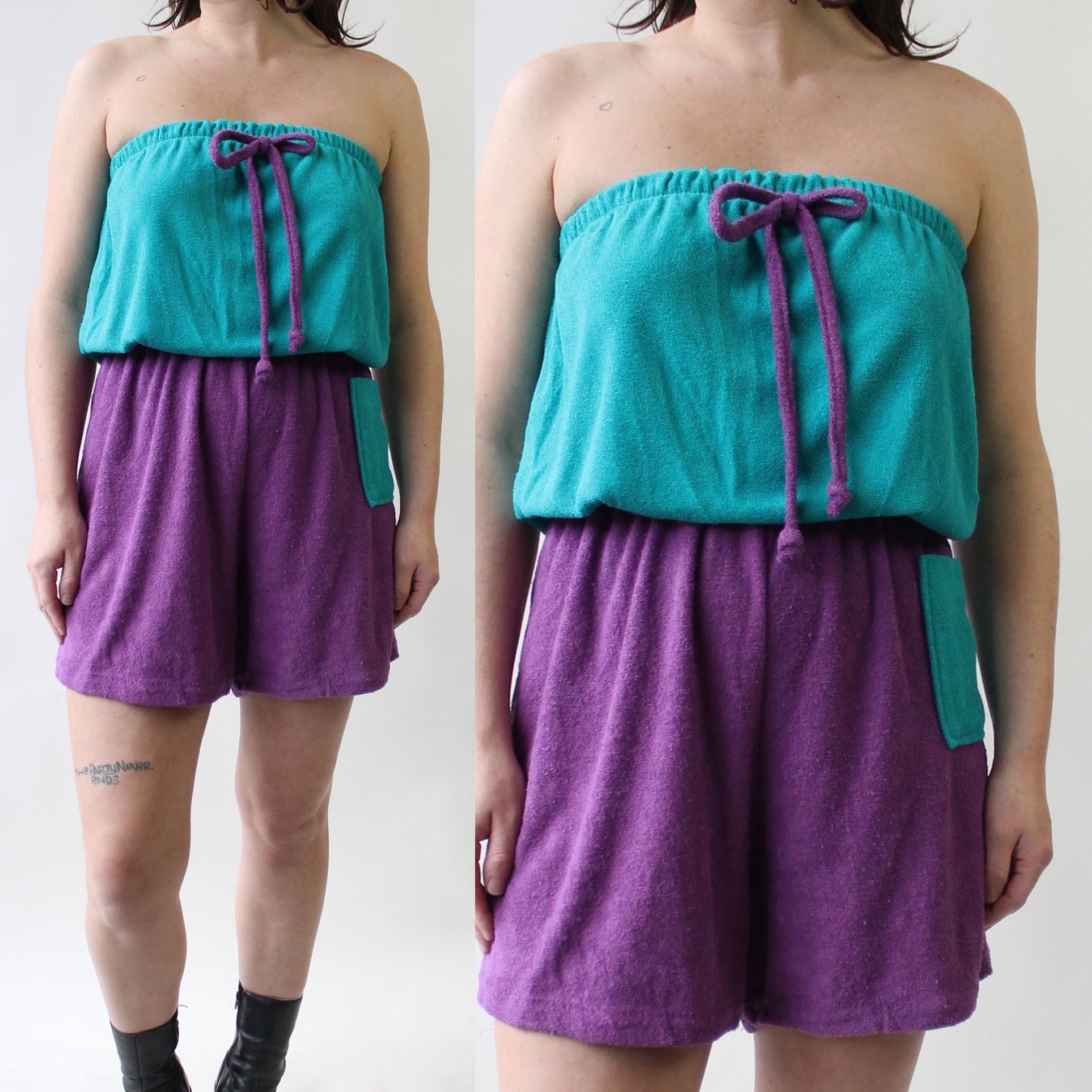 80s Terry Colorblock Romper