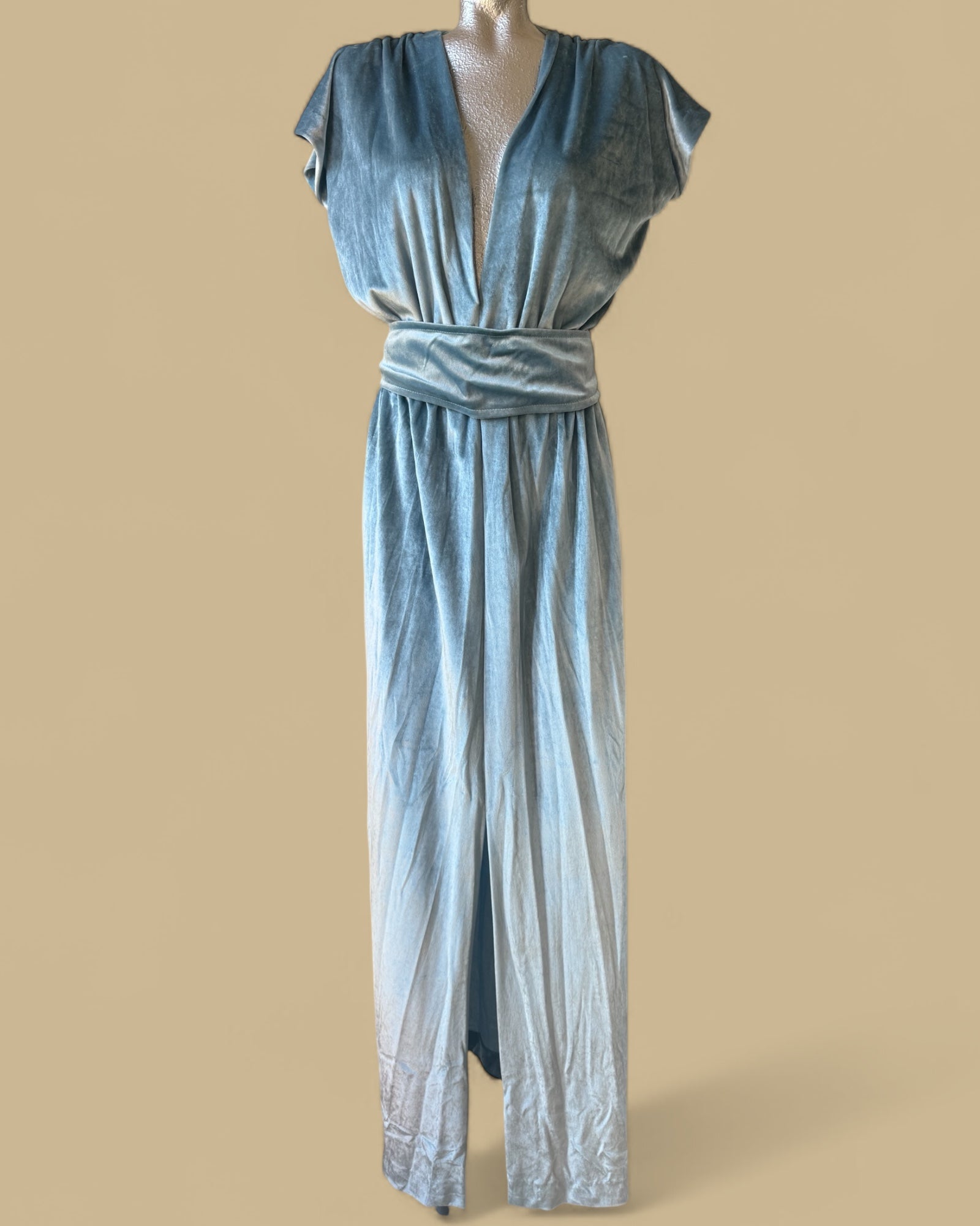 80s Halston IV Icy Blue Velvet Gown