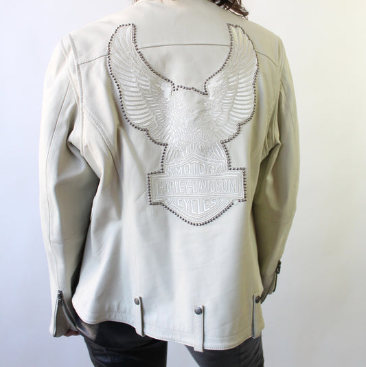 Y2K White Cafe Racer Leather Jacket