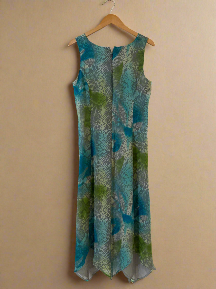 Y2K Aqua Colors Silk Snakeskin Dress