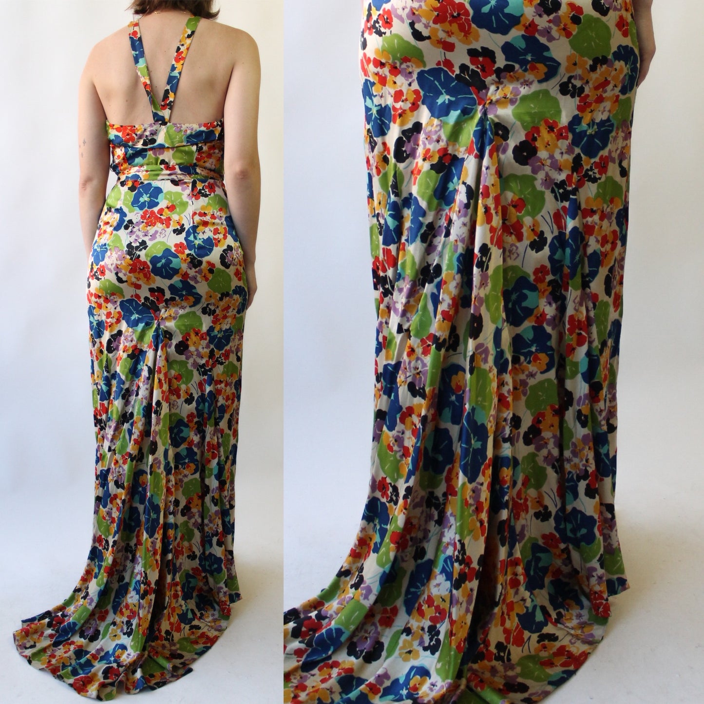 30s Floral Silk Gown